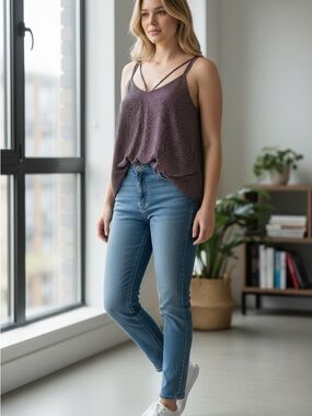 Penningtons geometric print Tank Top camisole in Black & Pink  size 2x